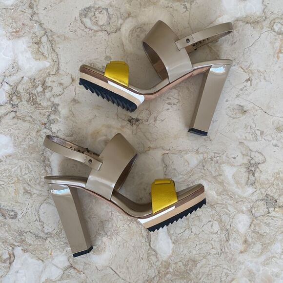 Lanvin Platform Heeled Leather Sandals Made in Italy - Picture 10 of 16